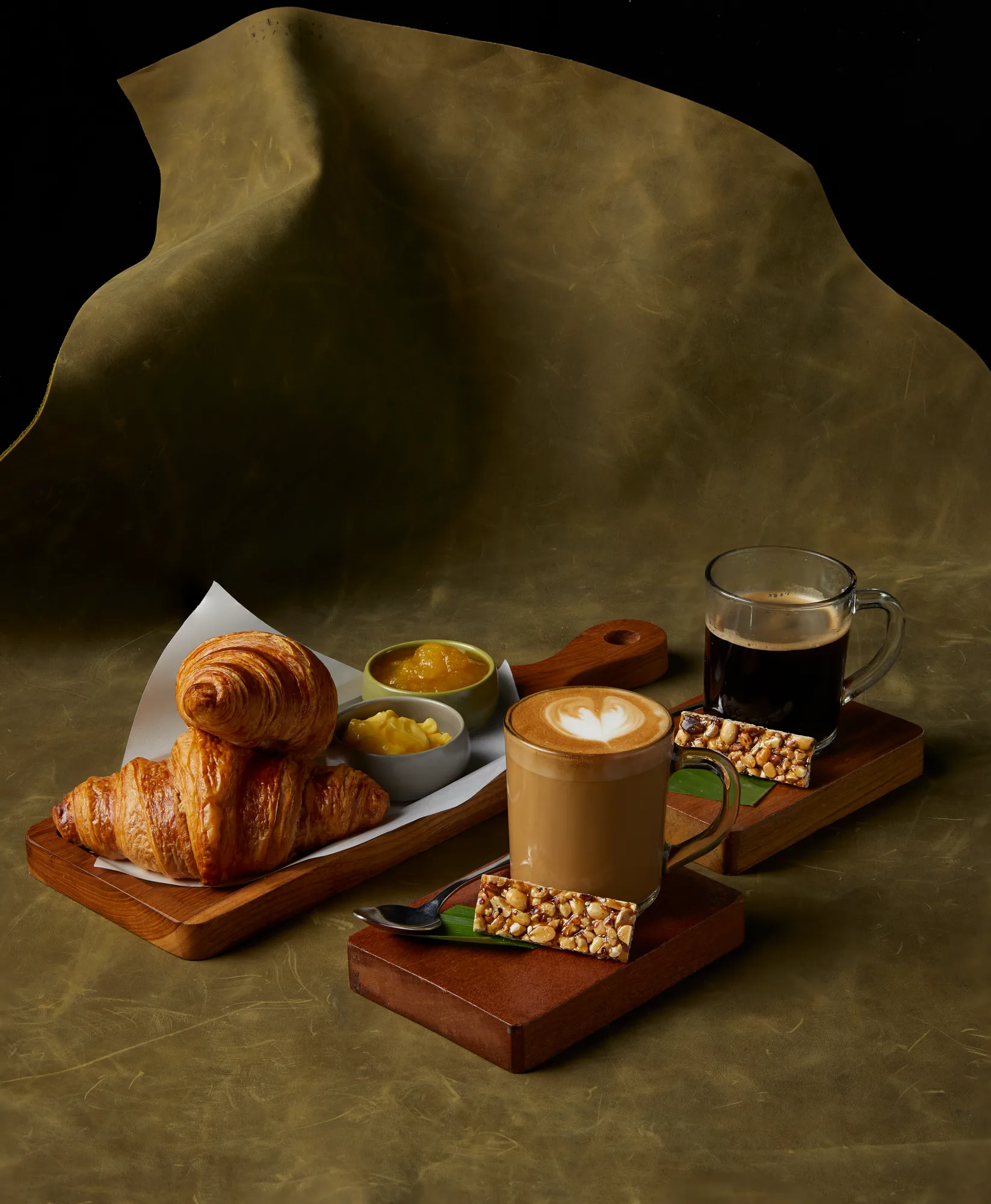 Morning table setting with Balinese coffee and pastries